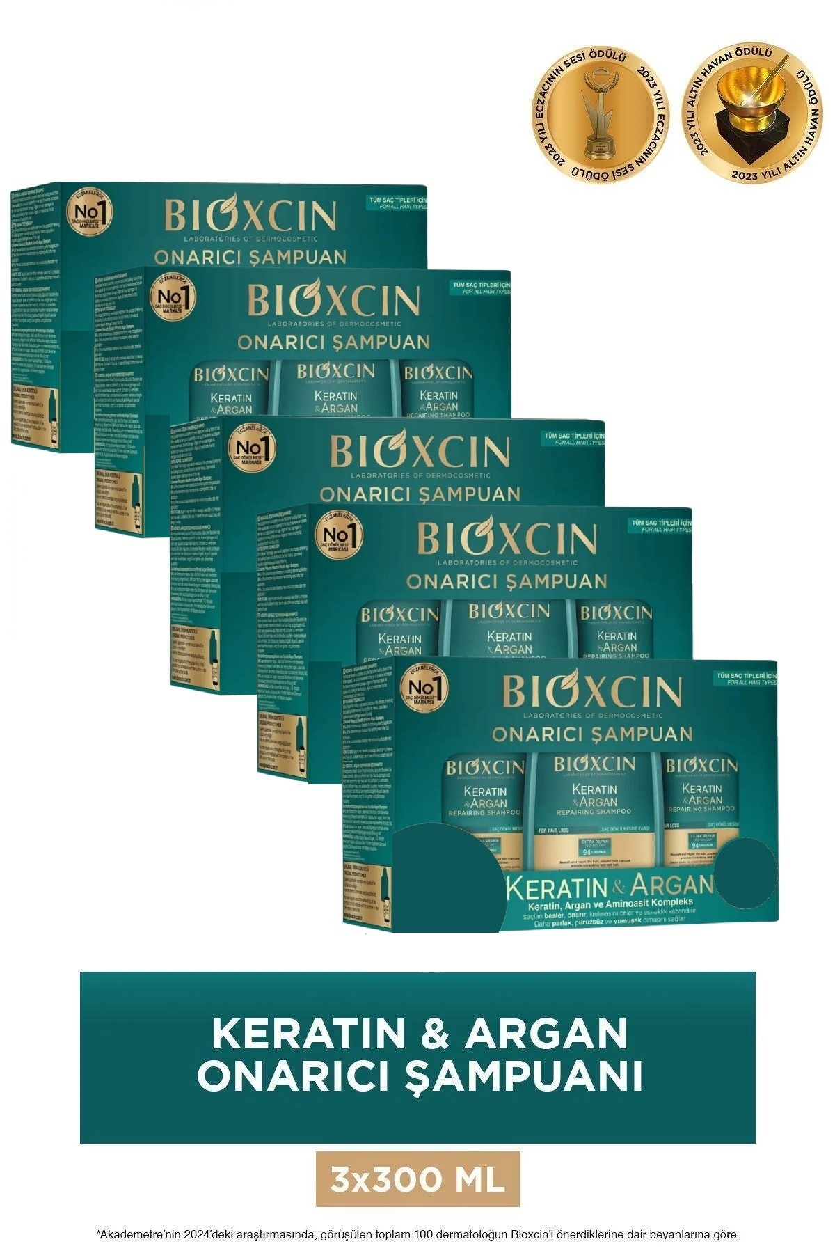 Keratin & Argan Onarıcı Bakım Şampuanı 300 ml 3x300 - 5 ADET