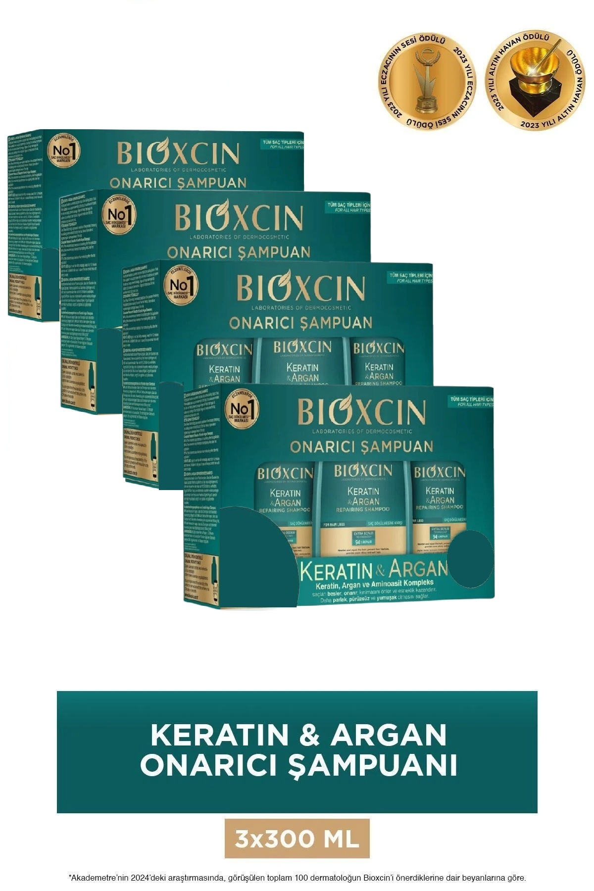 Keratin & Argan Onarıcı Bakım Şampuanı 300 ml 3x300 - 4 ADET