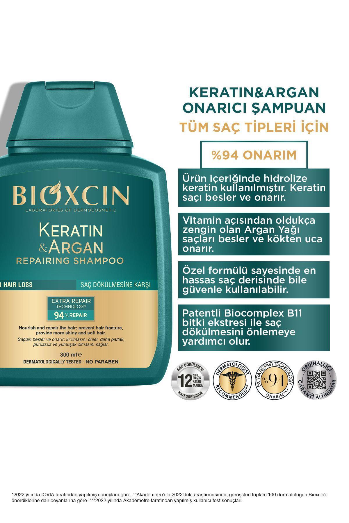 Keratin & Argan Onarıcı Bakım Şampuanı 300 ml 3x300 - 4 ADET