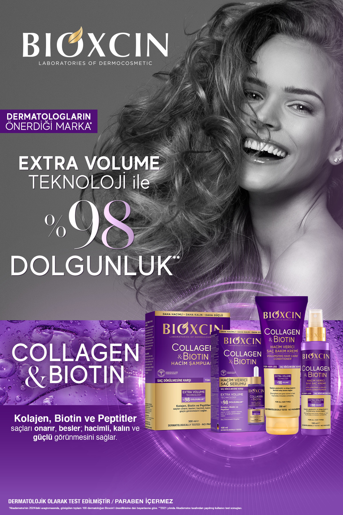 Collagen & Biotin Ekstra Hacim Şampuanı 3 x 300 ml 5 Adet