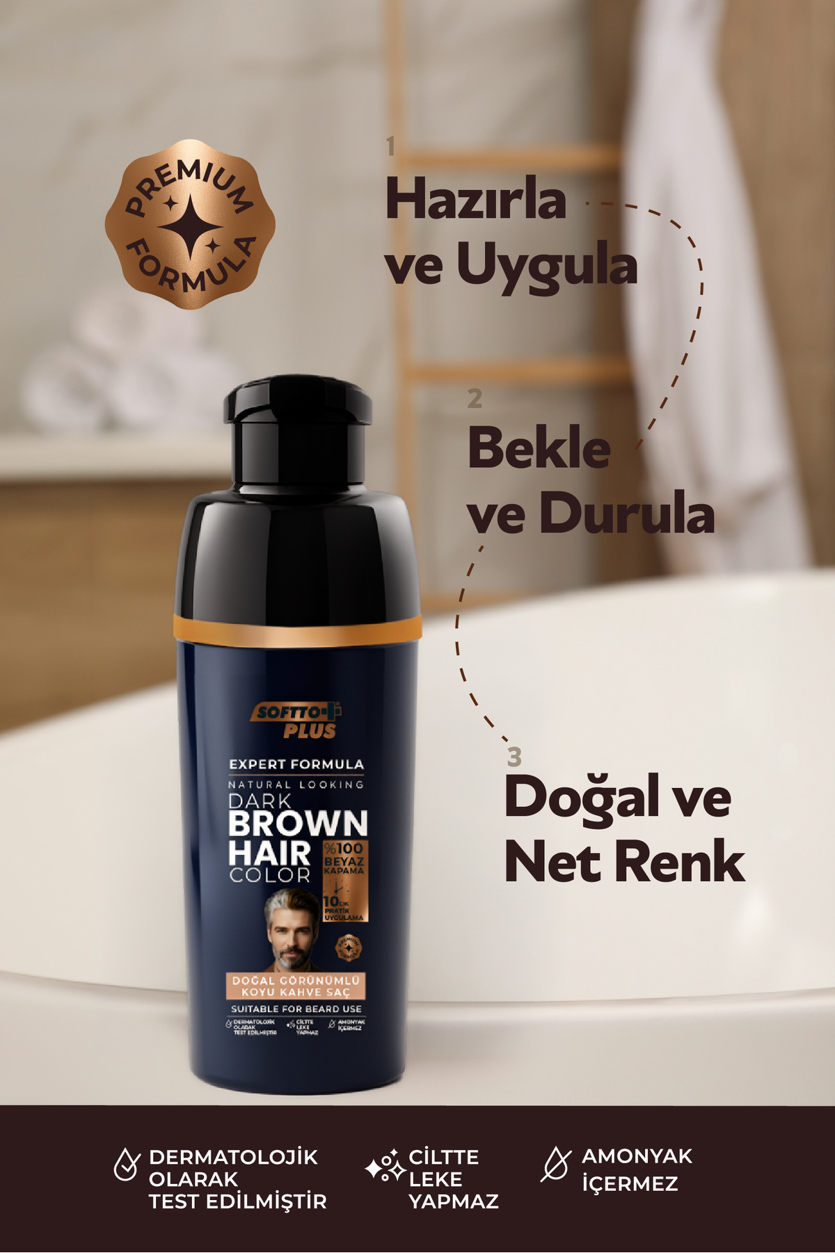 Expert Men Dark Brown Hair Color – Koyu Kahve / Geliştirilmiş Formül / Doğal Görünüm