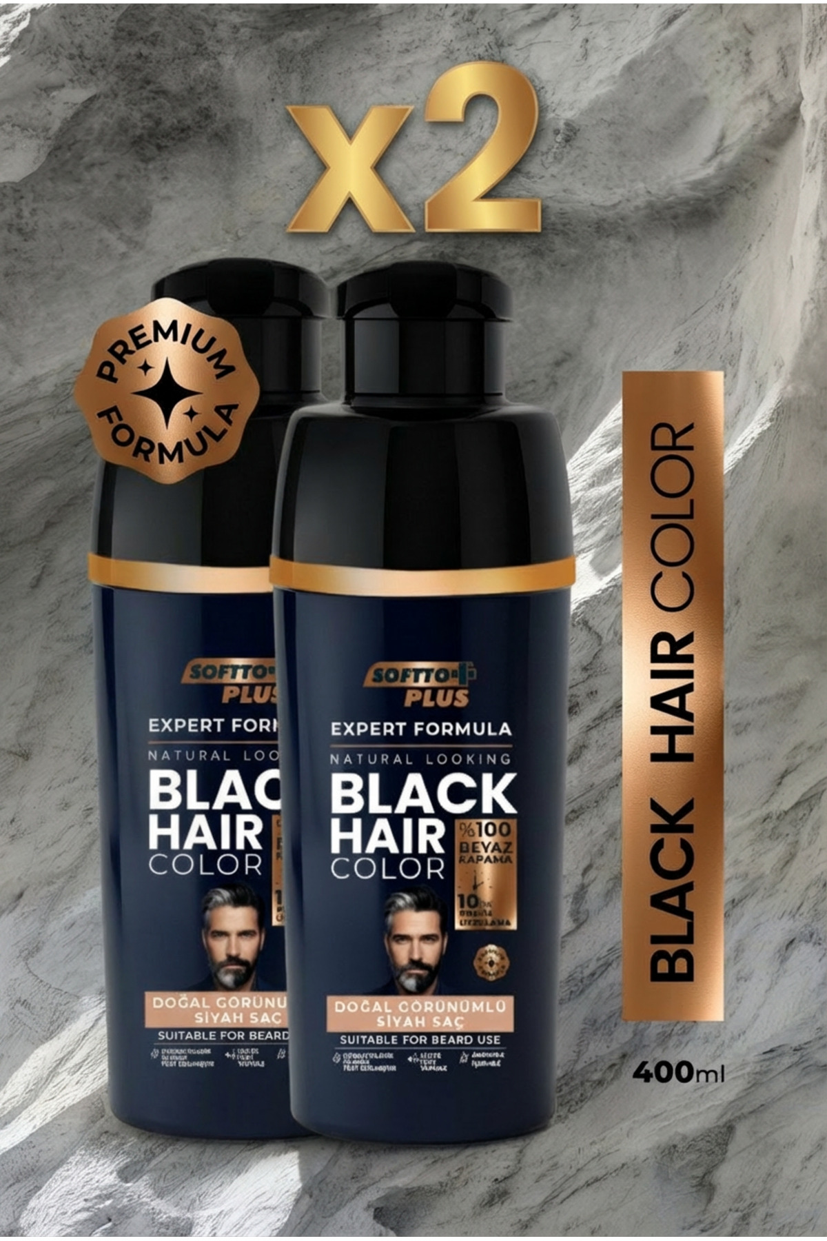 Expert Men Black Hair Color – Siyah / 2 Adet / Geliştirilmiş Formül / Doğal Görünüm