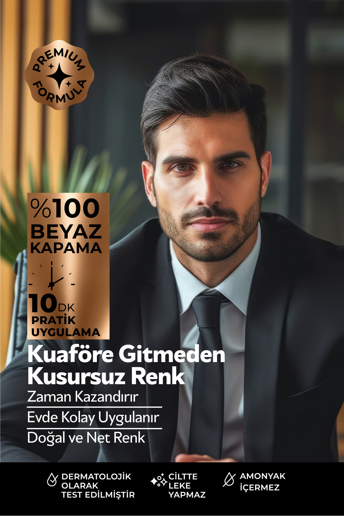 Expert Men Black Hair Color – Siyah / 2 Adet / Geliştirilmiş Formül / Doğal Görünüm