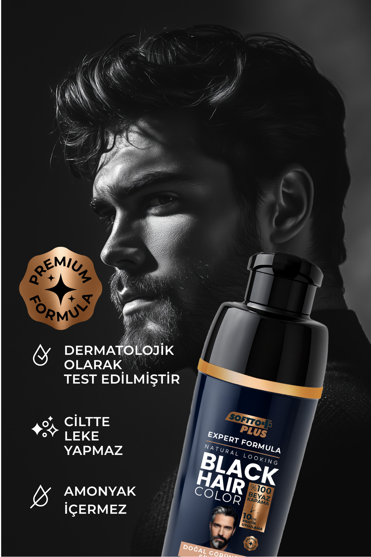 Expert Men Black Hair Color – Siyah 10 dakikada Etkili / Geliştirilmiş Formül / Doğal Görünüm