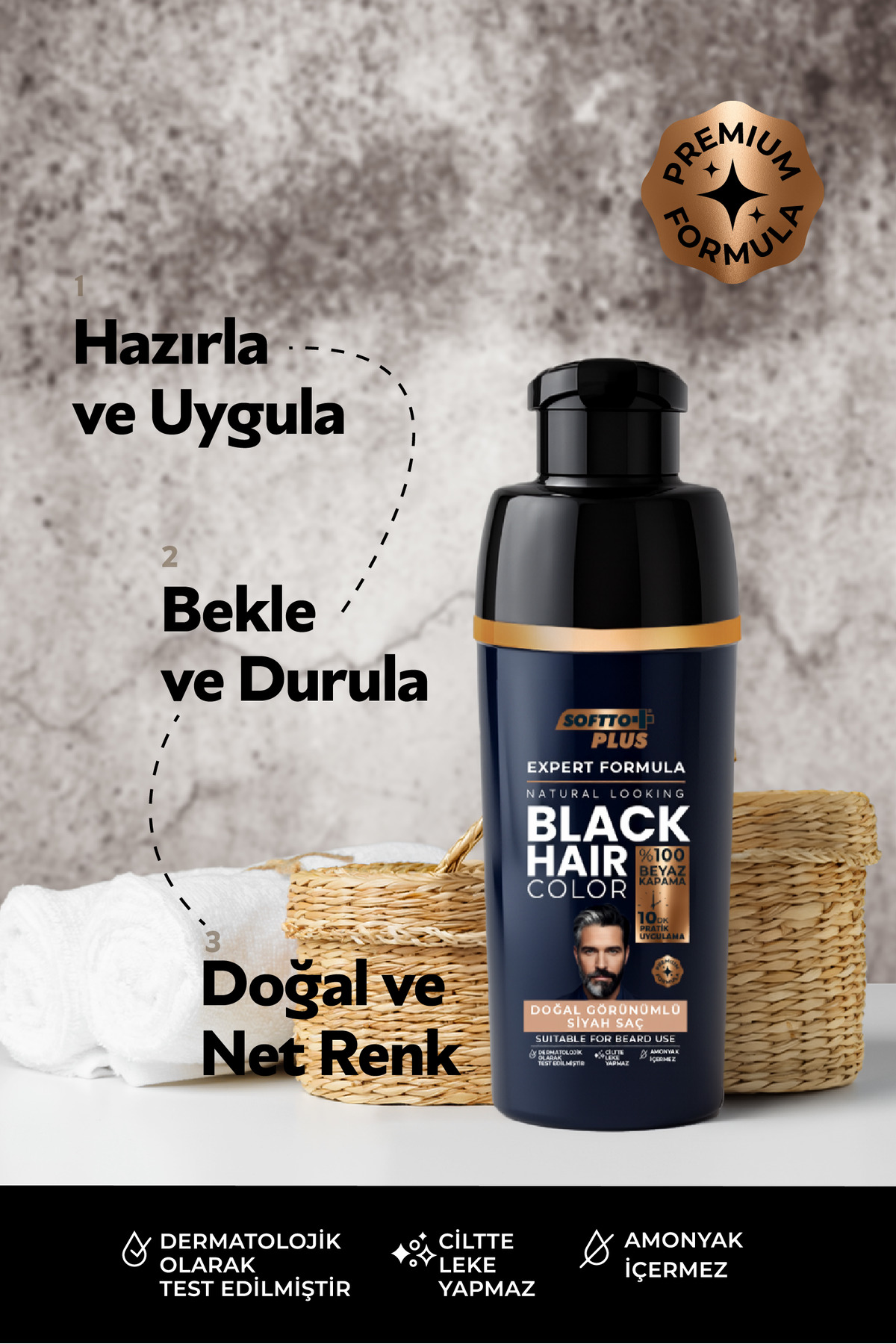 Expert Men Black Hair Color – Siyah 10 dakikada Etkili / Geliştirilmiş Formül / Doğal Görünüm