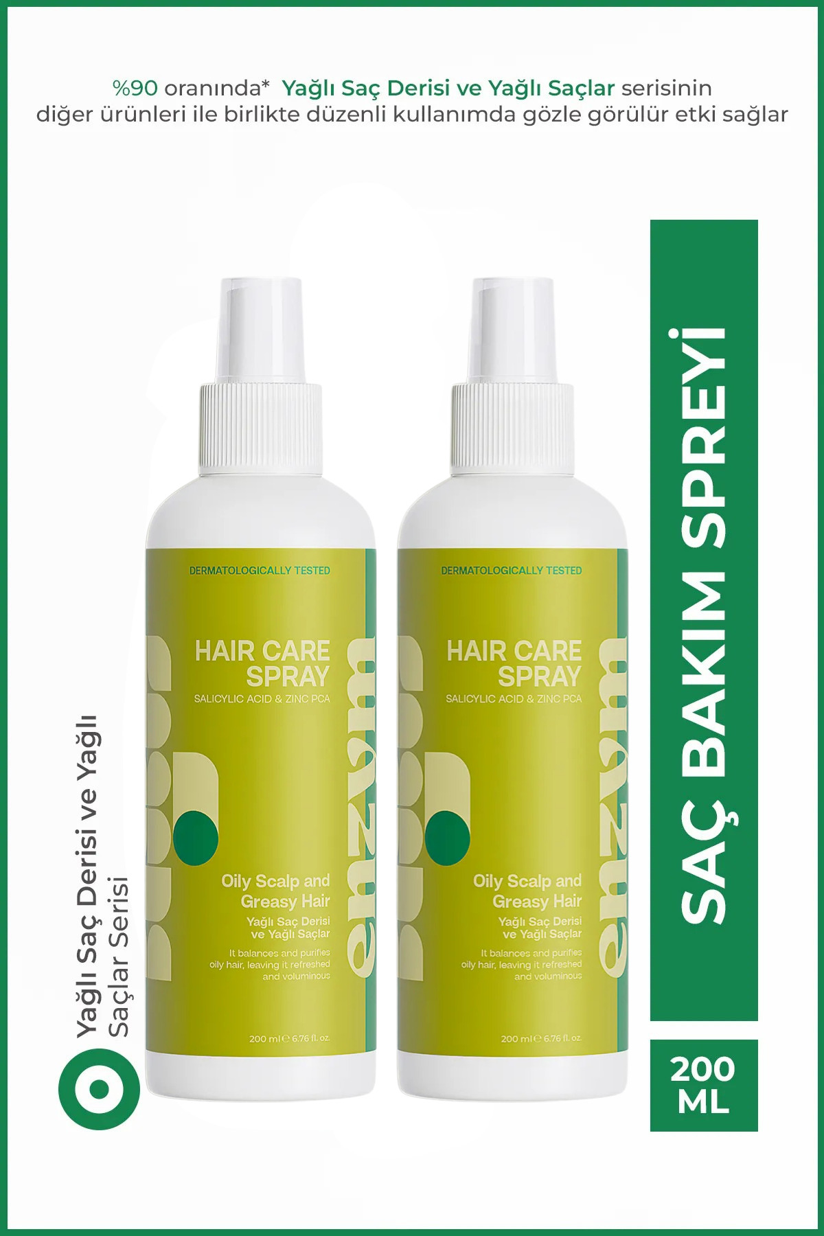 Yağlı saç derisi ve yağlı saçlara özel yağlanma karşıtı saç bakım spreyi 200 ml (2 Adet)