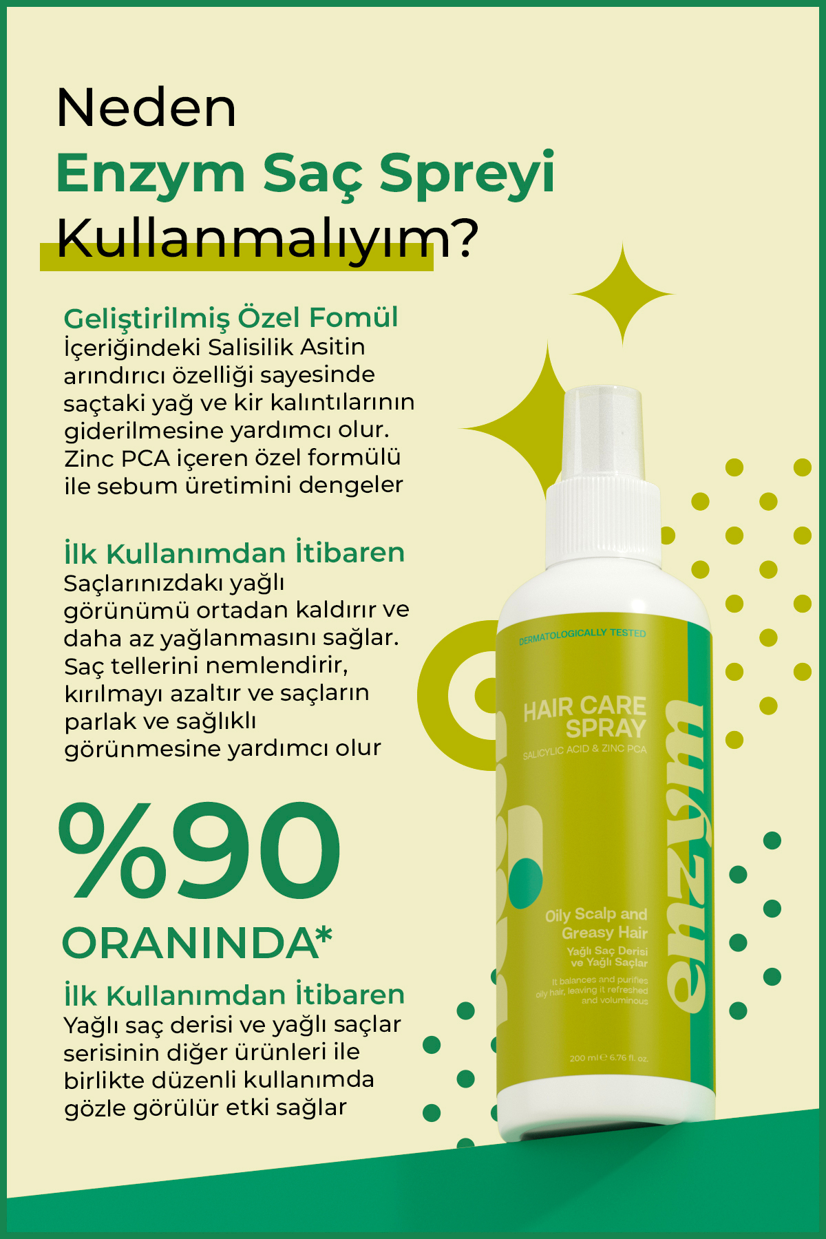 Yağlı saç derisi ve yağlı saçlara özel yağlanma karşıtı saç bakım spreyi 200 ml (2 Adet)