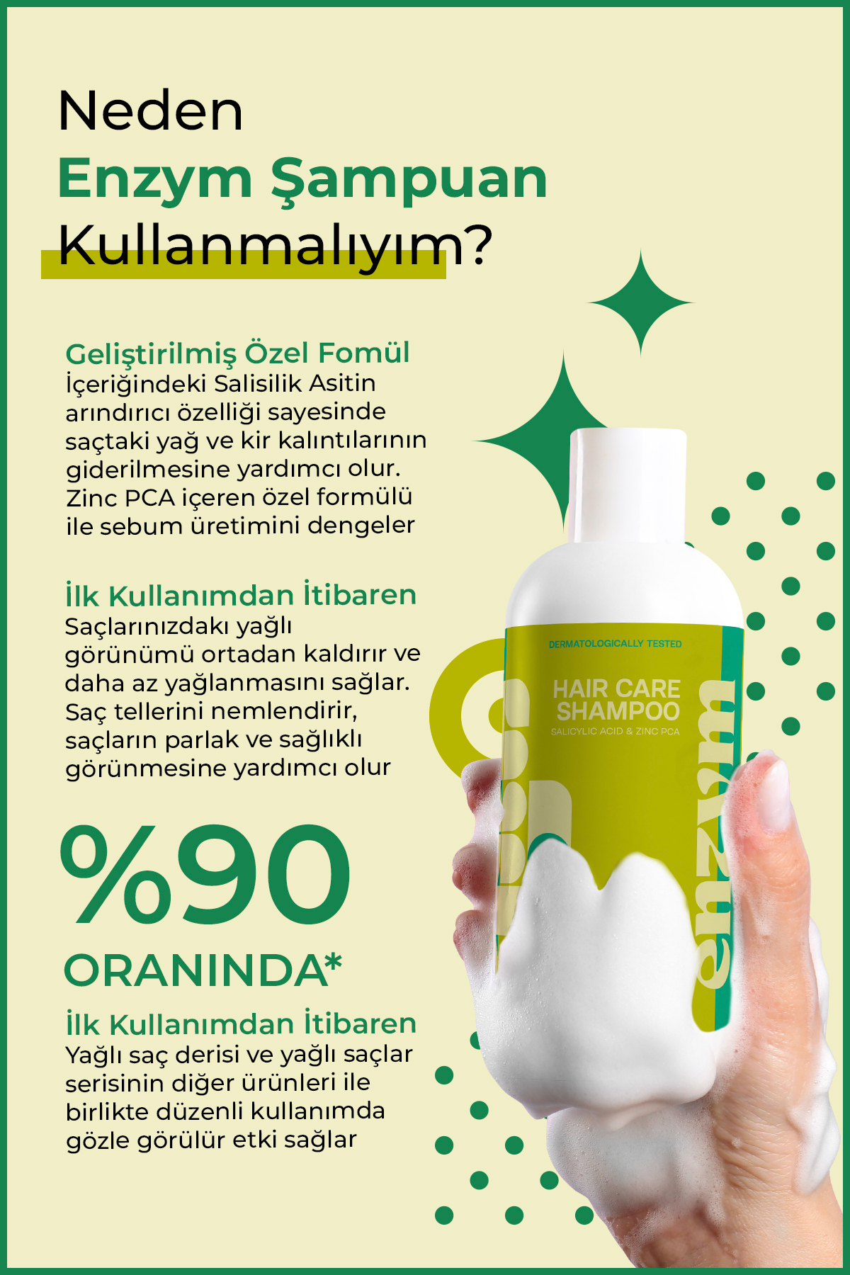 Yağlı saç derisi ve Yağlı saçlar için Saç Bakım Şampuanı 400 ml (2 Adet)