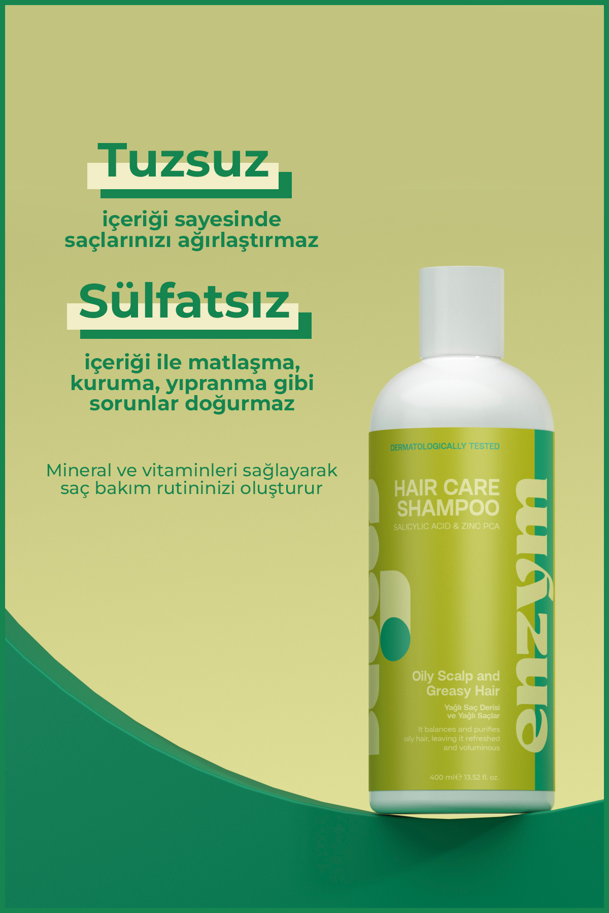 Yağlı saç derisi ve Yağlı saçlar için Saç Bakım Şampuanı 400 ml (2 Adet)