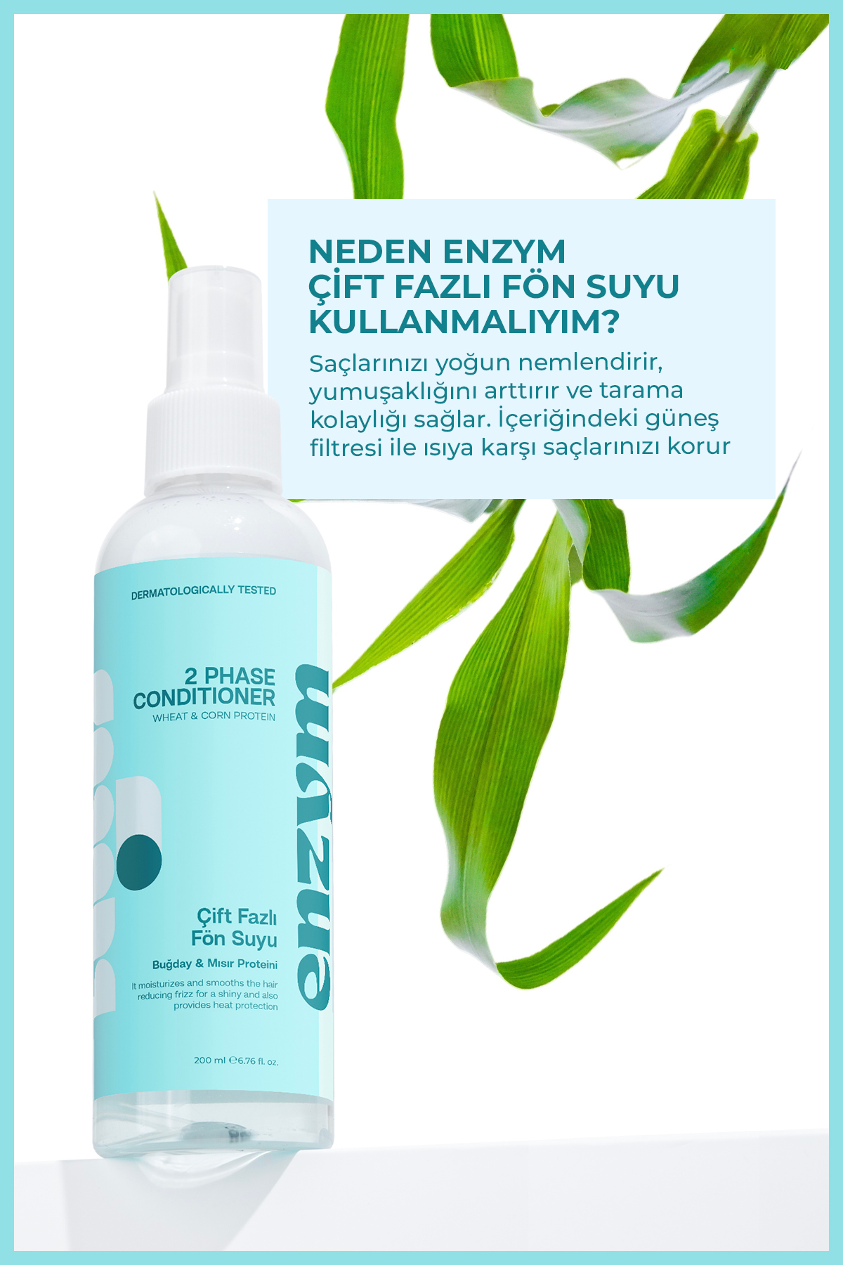 Çift Fazlı Elektriklenme Karşıtı Ve Isı Koruyucu Fön Suyu (Buğday Protein) Saç Spreyi 200 ml