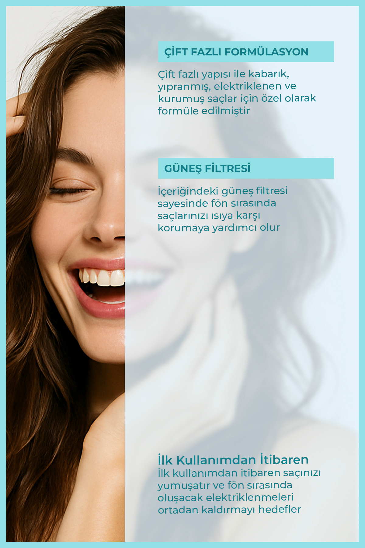 Çift Fazlı Elektriklenme Karşıtı Ve Isı Koruyucu Fön Suyu (Buğday Protein) Saç Spreyi 200 ml