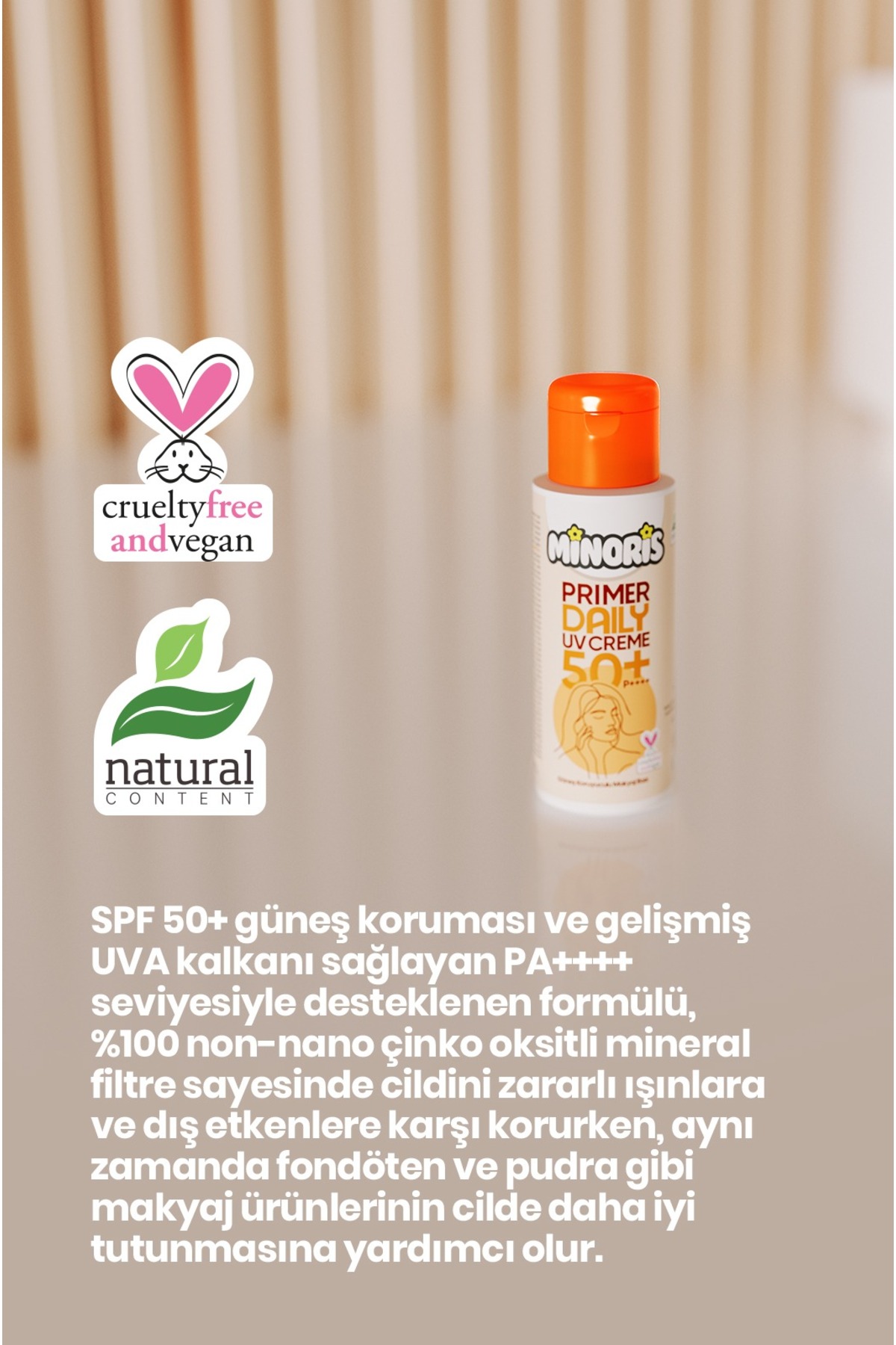 Makyaj Bazı 50 ml | Nemlendirici ve Vegan Primer / Make-Up Base | UVA-UVB Koruma