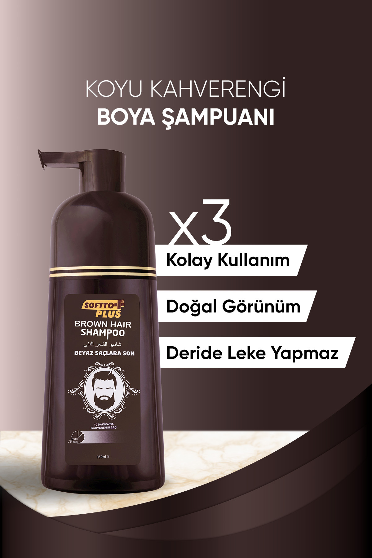 Brown Haır Shampoo Doğal Görünüm Sağlayan Kahverengi Boya Şampuan 3x350 ml