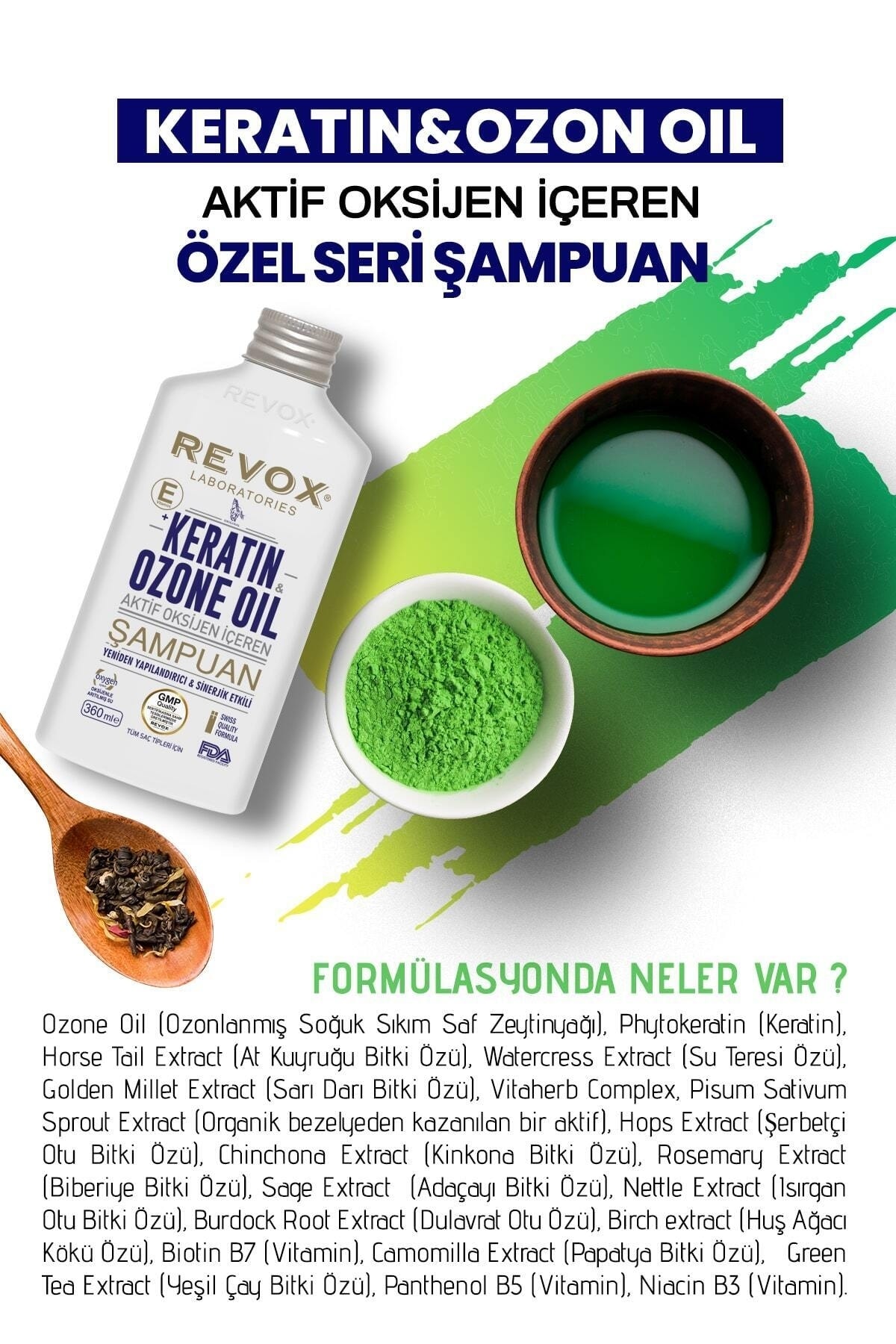 Keratin & Ozon Oil Aktif Oksijen Içeren E Vitaminli Yeniden Yapılandırıcı Şampuan