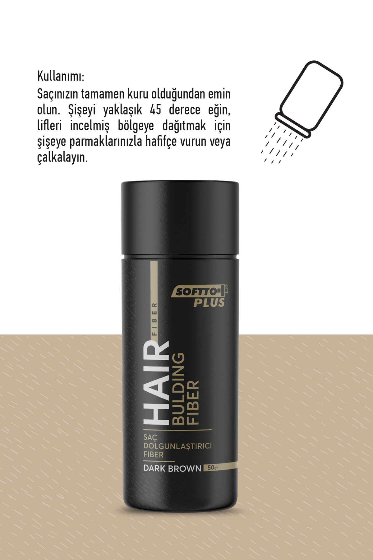 Saç Dolgunlaştırıcı Anında Dolgunluk Sağlayan Koyu Kahverengi Fiber 50 gr.