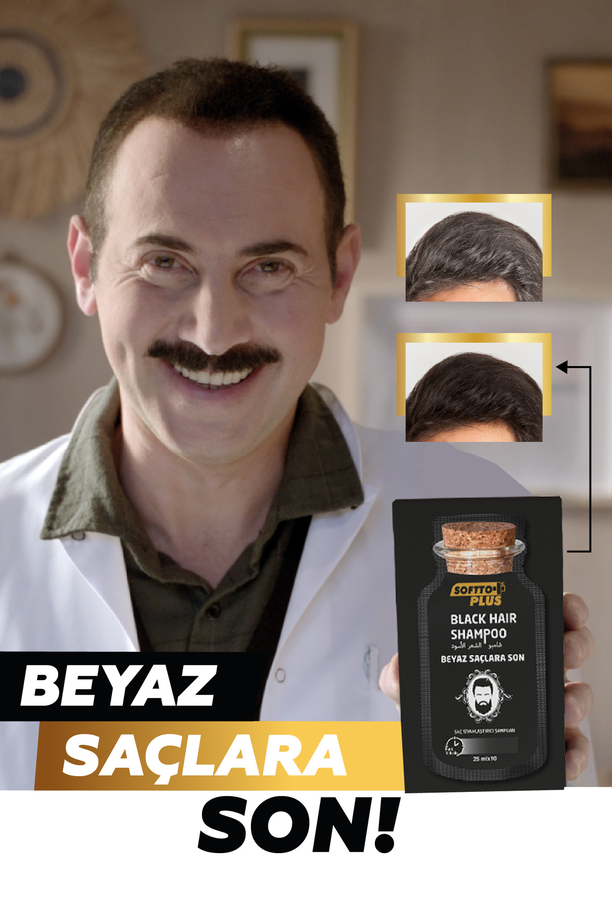 Black Hair Saç Siyahlaştırıcı Anında Etkili Şampuan Boya 25mlx10 KULLANILMLIK FİBER