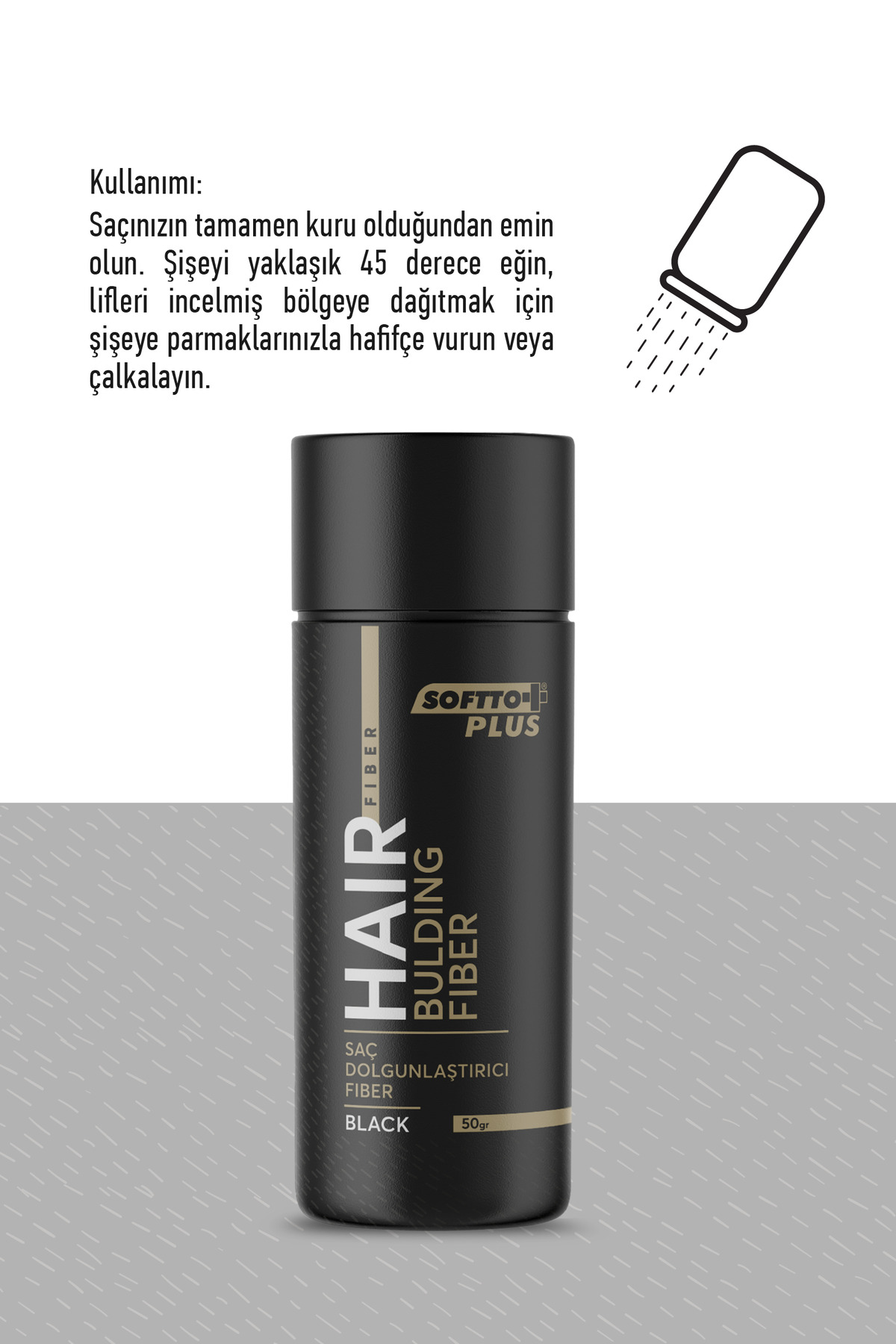 Saç Dolgunlaştırıcı Anında Dolgunluk Sağlayan Siyah Renk Fiber 50 gr.