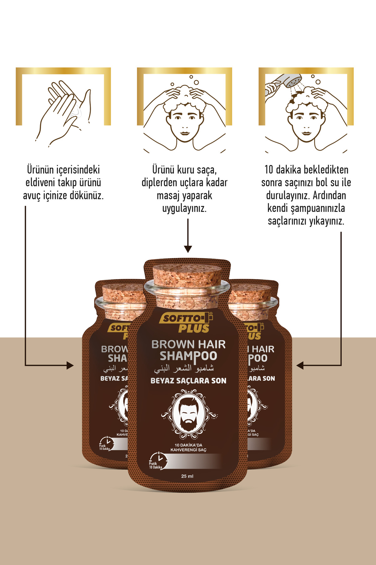 Brown Hair Anında Etkili Beyaz Kapatıcı Koyu Kahverengi Şampuan Boya 25mlx10 KULLANILMLIK FİBER