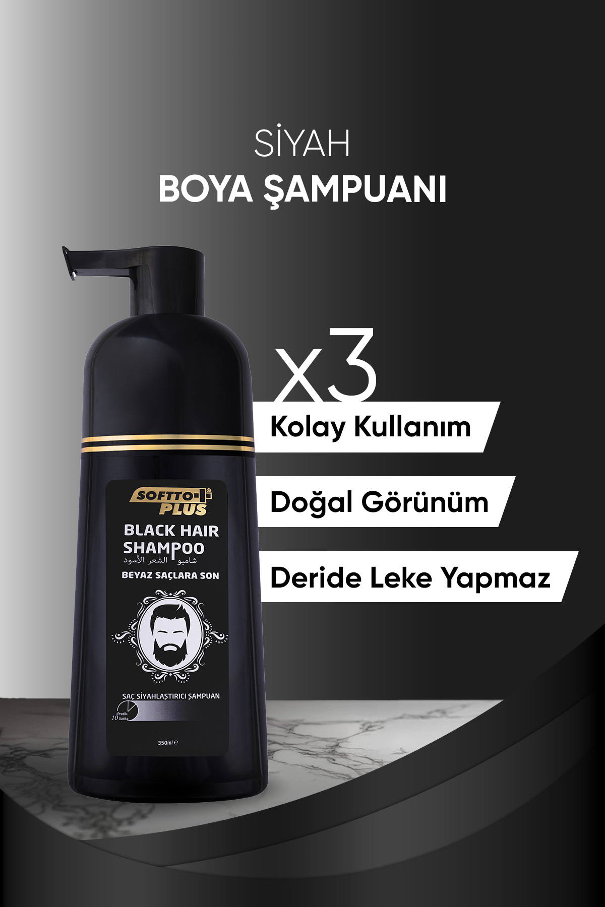 Beyaz Saçlar İçin Siyah Şampuan 350ml 2 Adet Eko Paket
