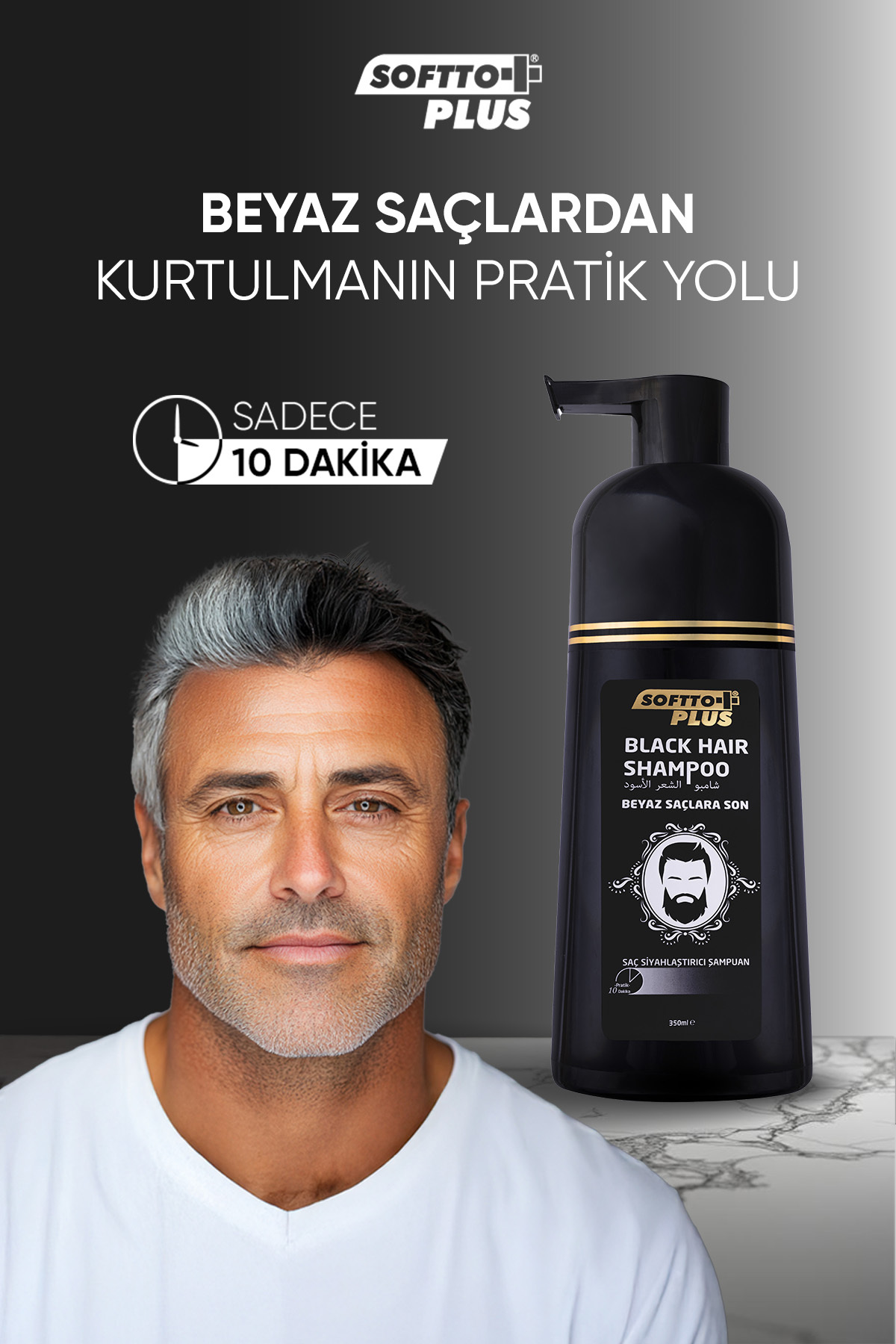 Beyaz Saçlar İçin Siyah Şampuan 350ml 2 Adet Eko Paket
