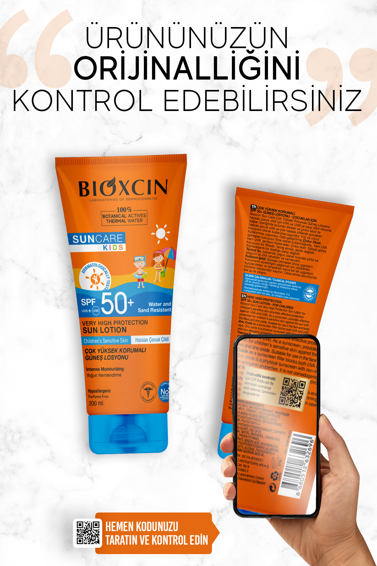 Sun Care Çok Yüksek Korumalı Çocuk Güneş Kremi 50Spf After Sun Hediyeli - % 100 Botanik Aktif 200 ml