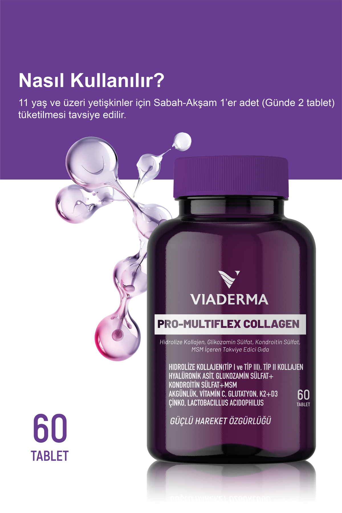 Pro-multiflex Kolajen Tablet 60 Adet - Tip 1,2,3, Glukozamin, Kondroitin, Çinko ile Cilt ve Eklem...