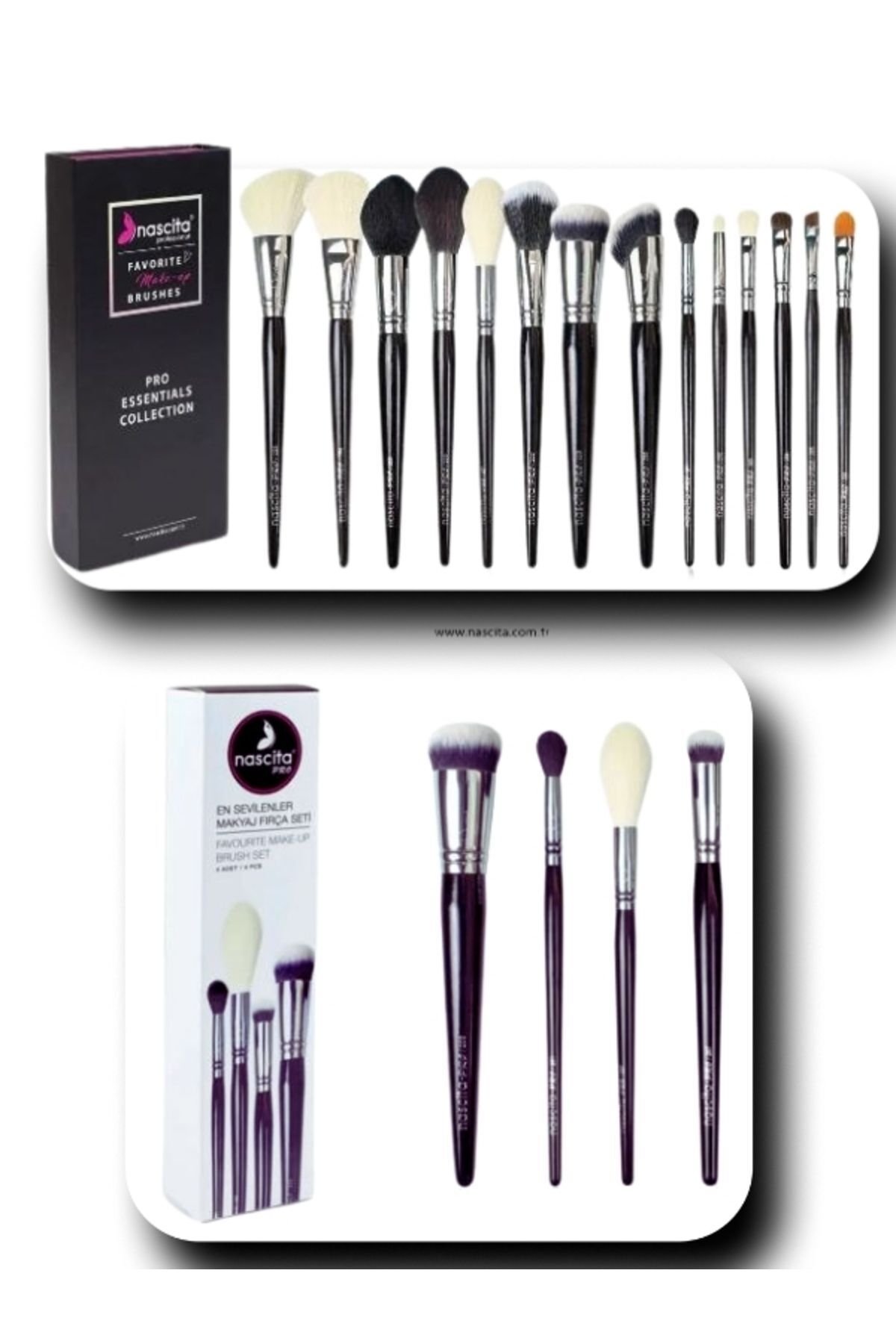 Pro Essentials Collection Fırça Seti NASBRUSHSET38 + Pro 4Lü En Sevilenler Makyaj Fırça Seti SET54