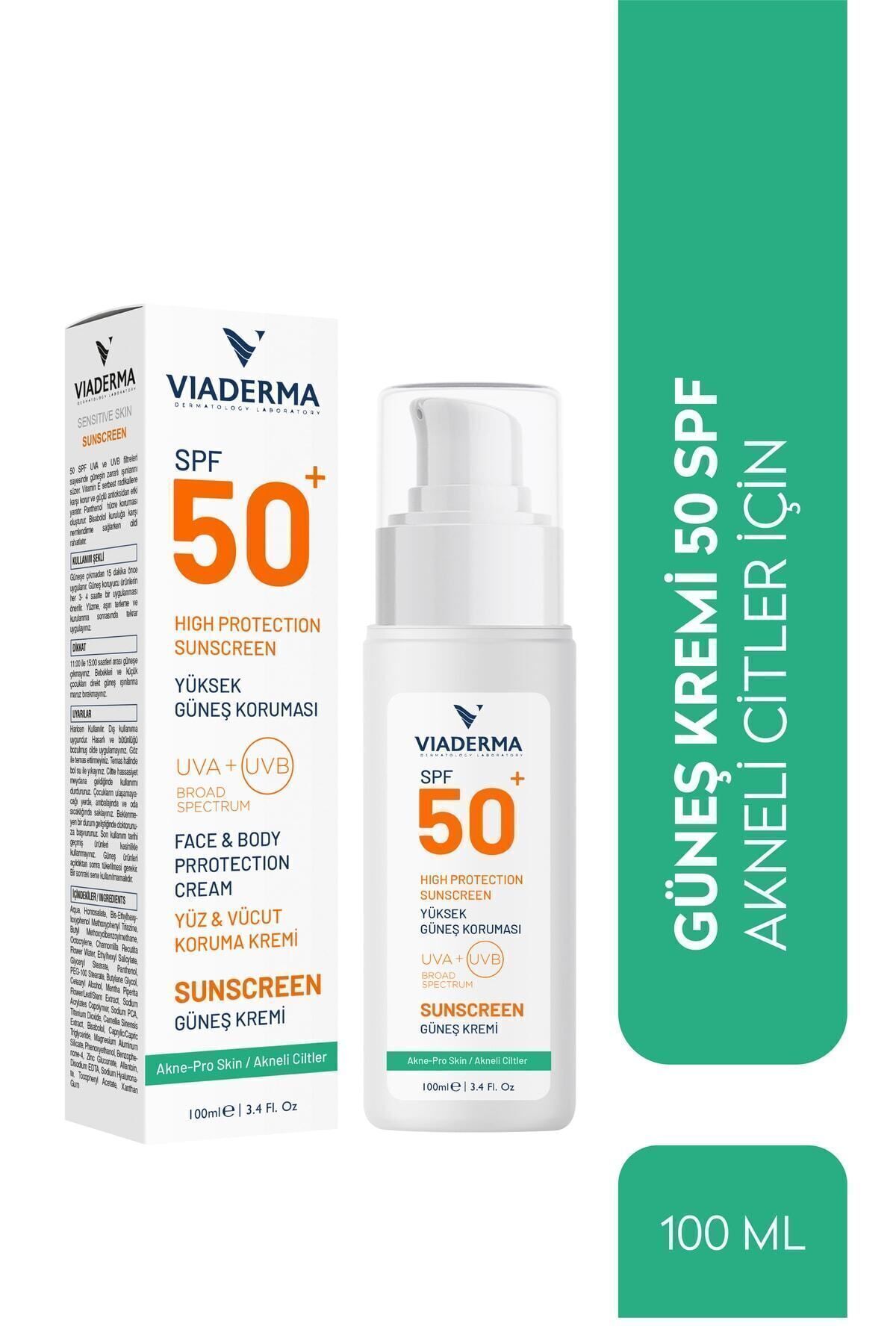 Akne Karşıtı SPF 50 Yüz Ve Vücut Güneş Kremi Akneye Meyilli & Karma Ciltler - Bisabolol