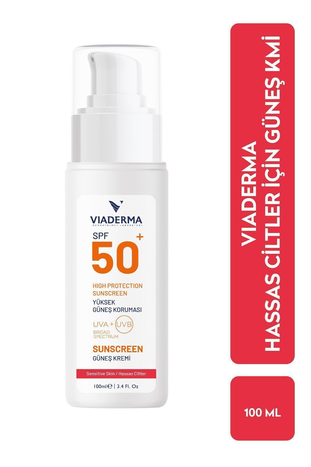 Hassas Ciltler için Parfümsüz SPF 50+ Yüksek Koruma Güneş Kremi 100 ml, Suya Dayanıklı