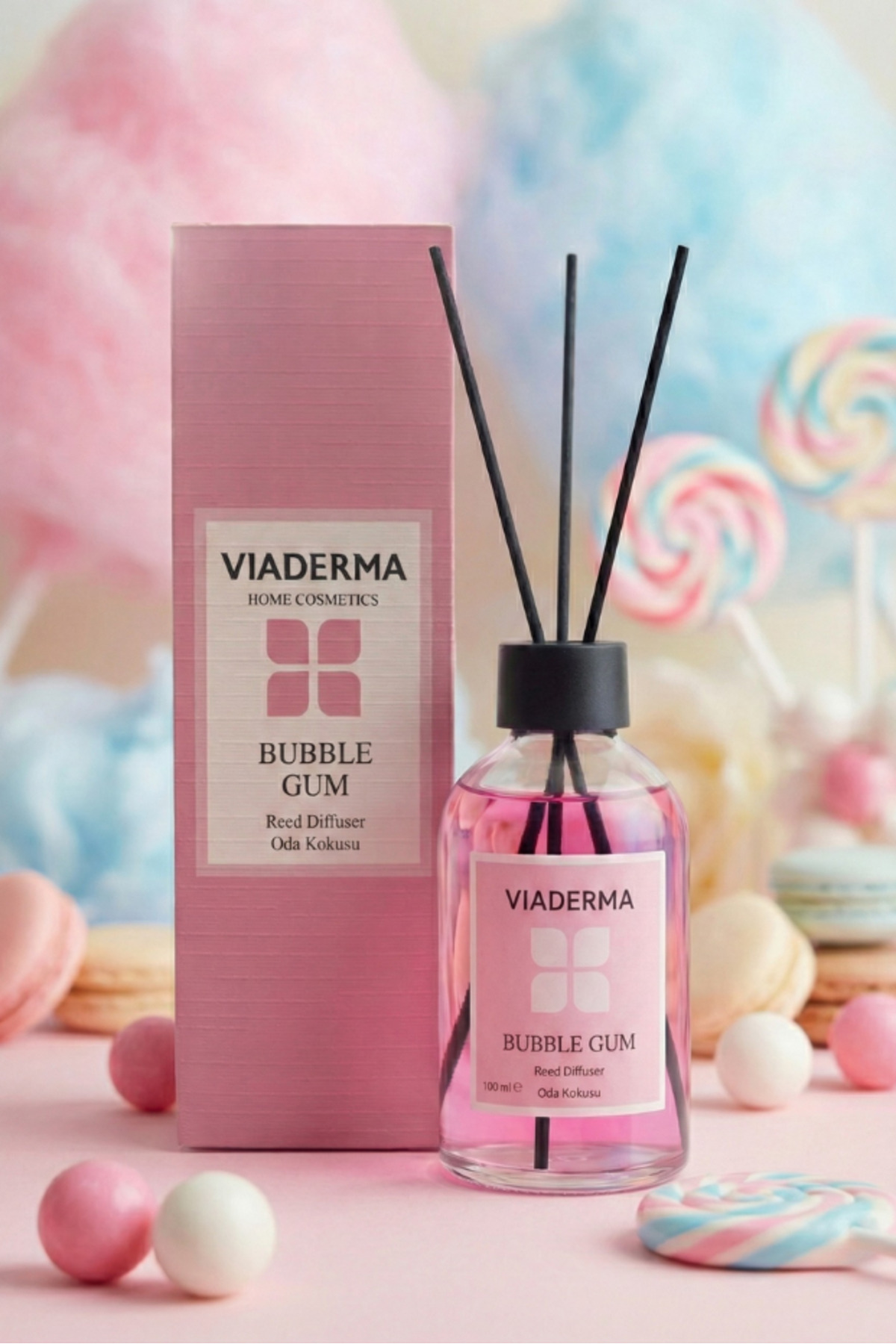 BubbleGum Aromalı Bambu Çubuklu Oda Kokusu 100 ml - Doğal, Ferah ve Uzun Süreli Koku