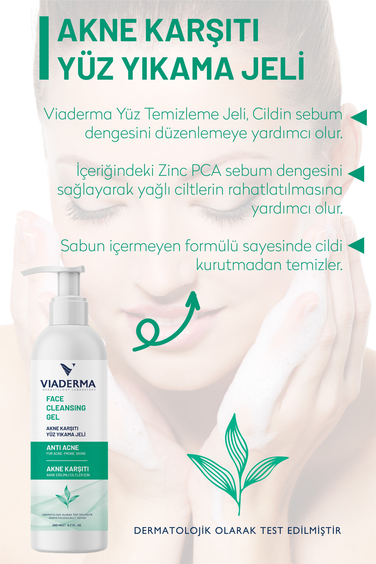 Yağ Dengesi Akne Karşıtı Yüz Yıkama Jeli 200 ml - Salisilik Asit ve Zinc PCA ile Cilt Temizliği