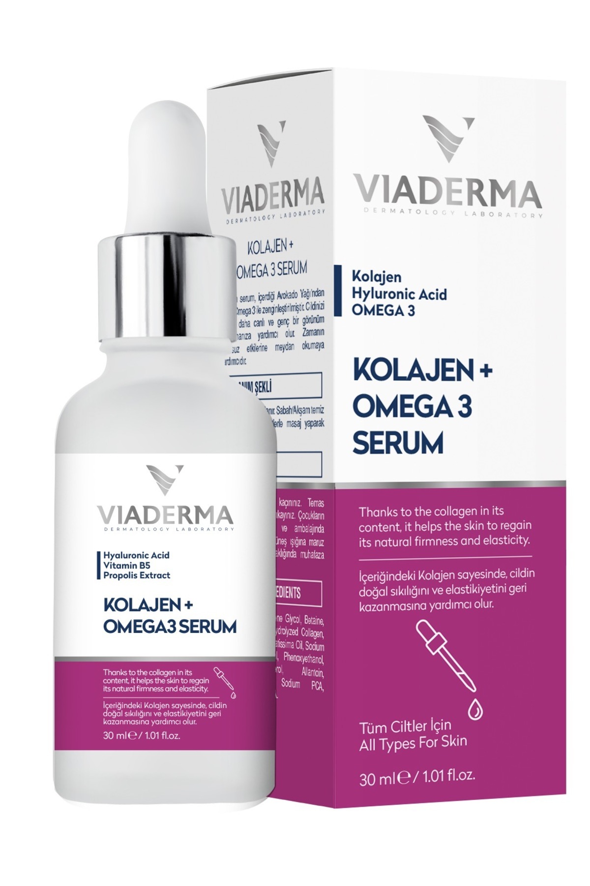 Kolajen & Omega3 Kırışıklık Karşıtı Serum 30 ml Genç Görünüm Cildi Besler