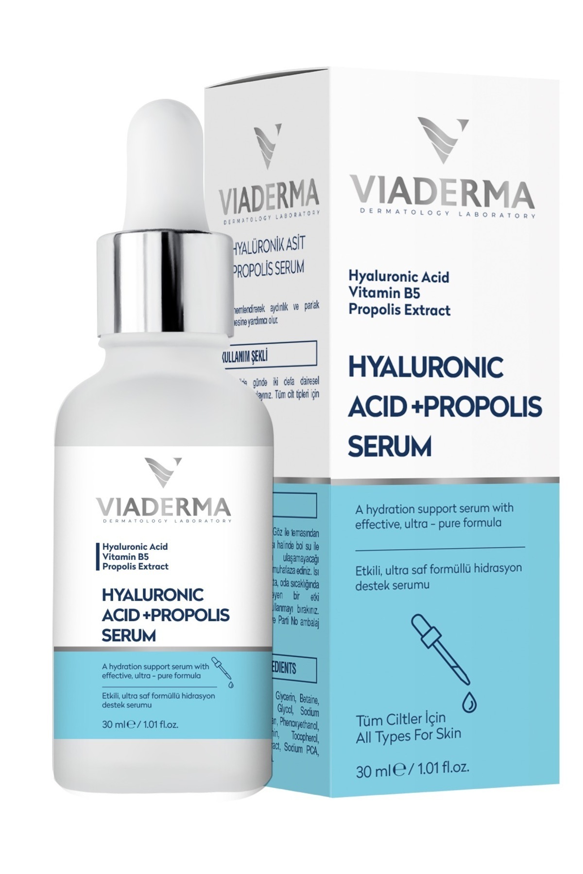 Hyalüronik Asit ve Propolisli Yoğun Nemlendirici Serum - Tüm Cilt Tipleri için 30 ml