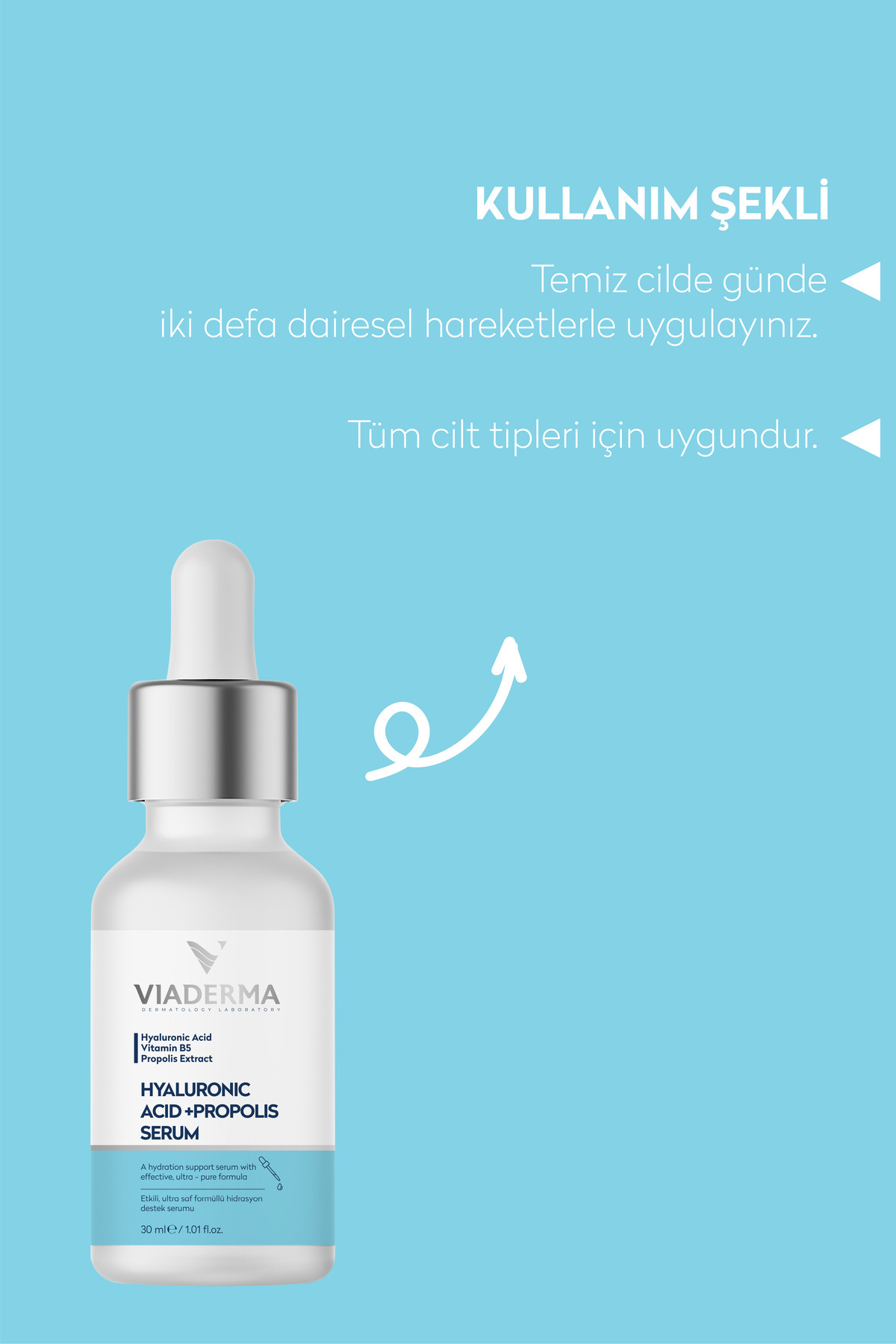 Hyalüronik Asit ve Propolisli Yoğun Nemlendirici Serum - Tüm Cilt Tipleri için 30 ml