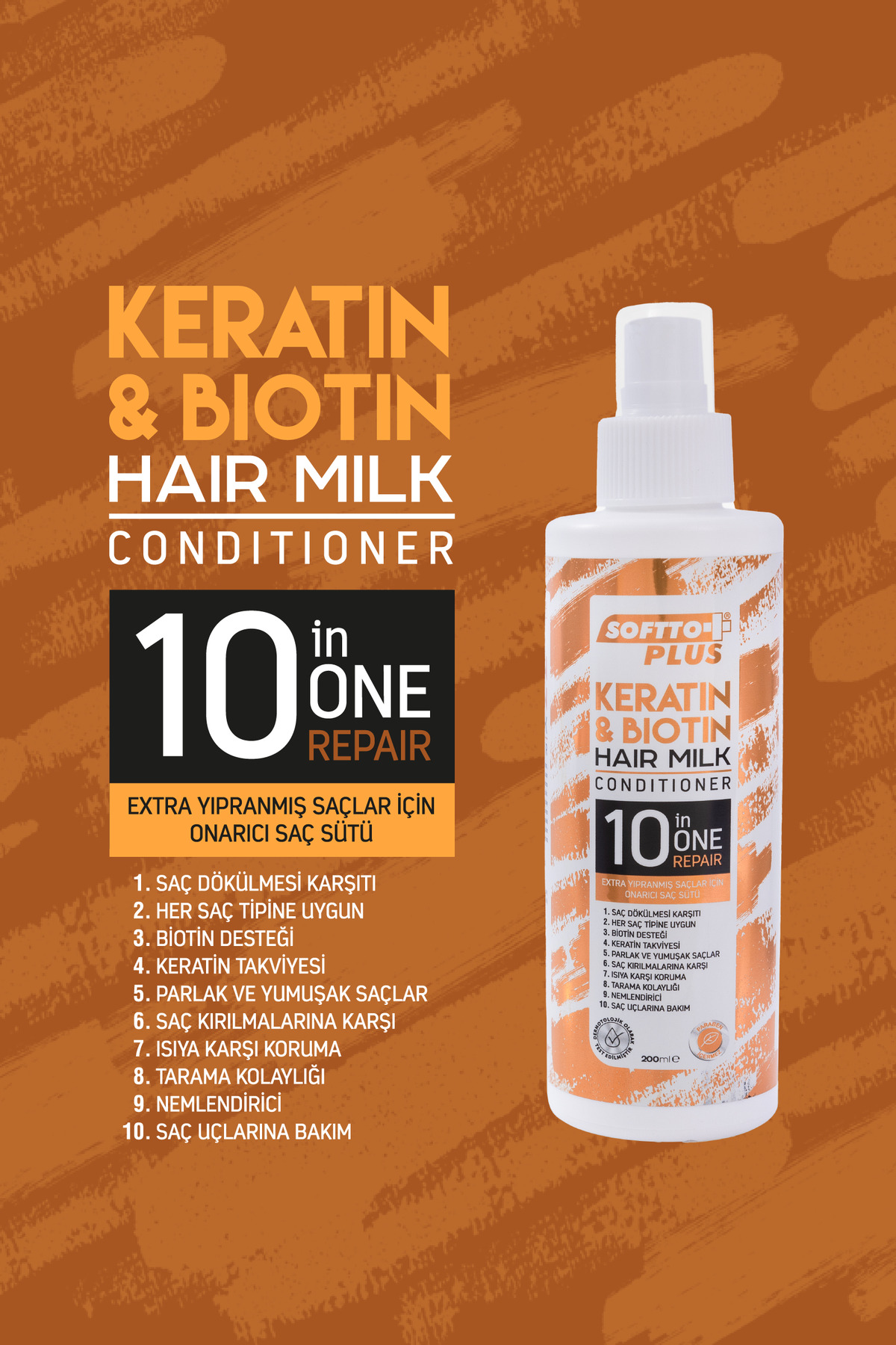 Keratin & Biotin Saç Sütü, Organik Saç Canlandırıcı Ve Besleyici