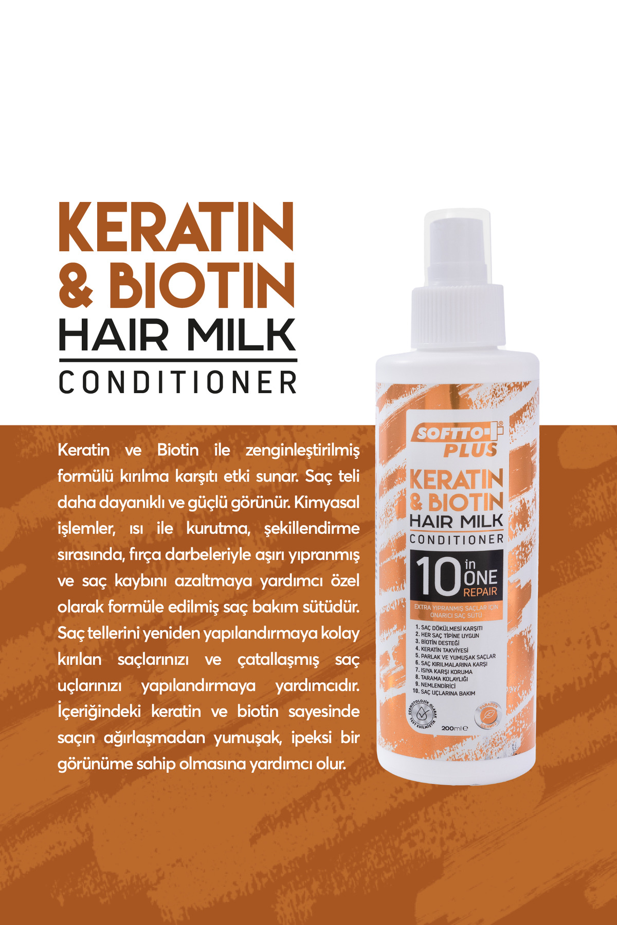 Keratin & Biotin Saç Sütü, Organik Saç Canlandırıcı Ve Besleyici