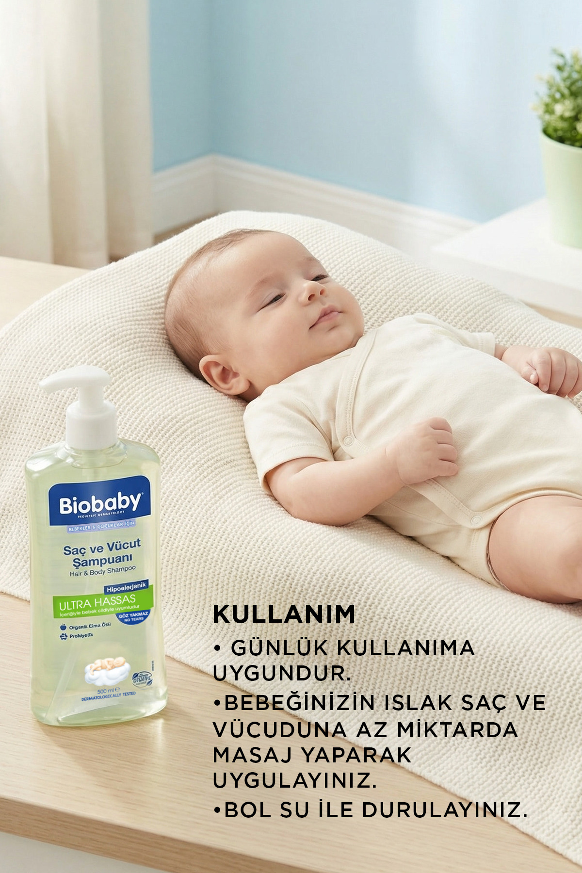 Ultra Hassas Saç Ve Vücut Bebek Şampuanı 500 ml Prebiyotik Alman Papatyası - Organik Içerik 3 Lü Set