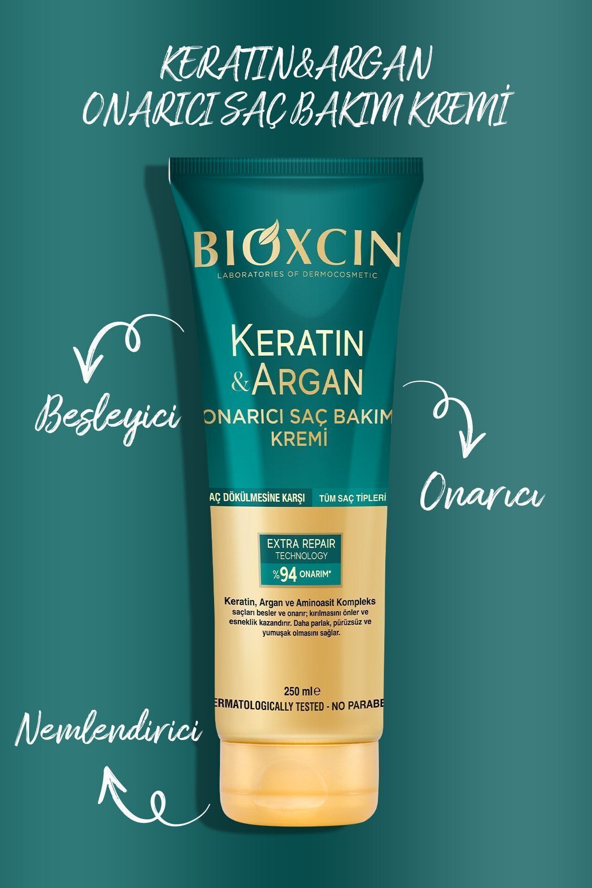 Keratin & Argan Onarıcı Şampuan 300ml + Keratin Argan Saç Bakım Yağı + Saç Kremi