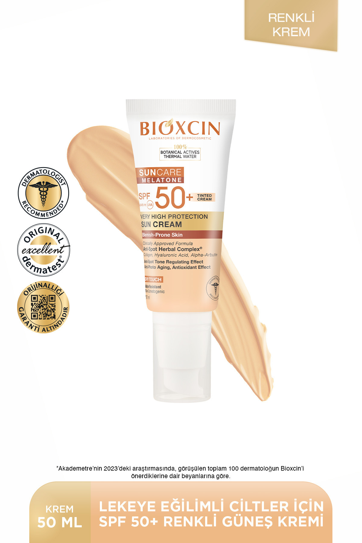 Sun Care Lekeye Eğilimli Ciltler Renkli Spf 50 Güneş Kremi 50 ml Tinted Arbutin, Kolajen, Hy