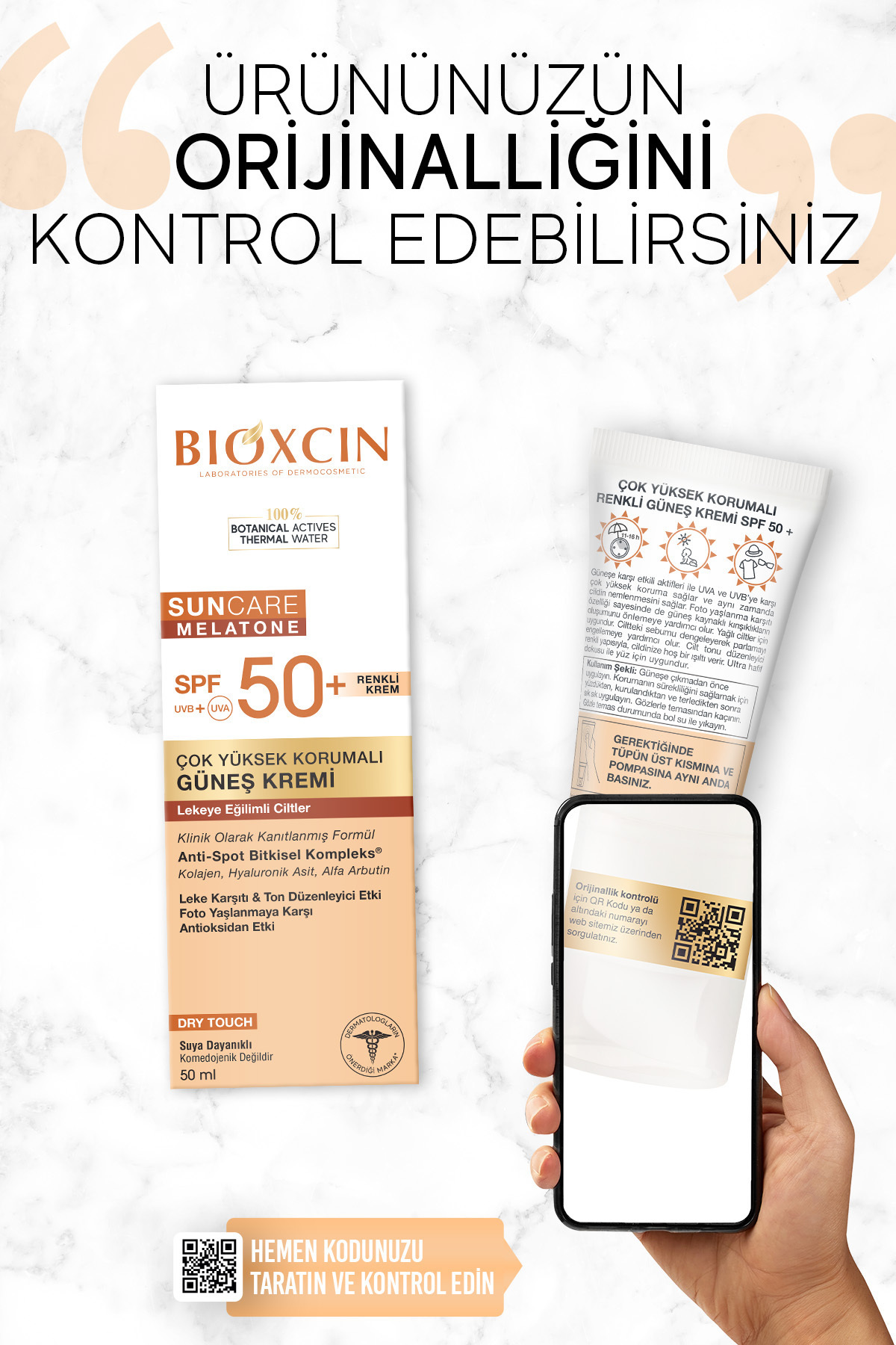 Sun Care Lekeye Eğilimli Ciltler Renkli Spf 50 Güneş Kremi 50 ml Tinted Arbutin, Kolajen, Hy
