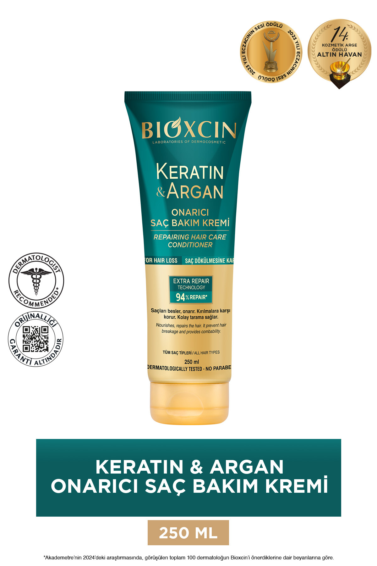 Keratin Argan Onarıcı Saç Bakım Kremi – Nemlendirici & Kırık Karşıtı 250 ml