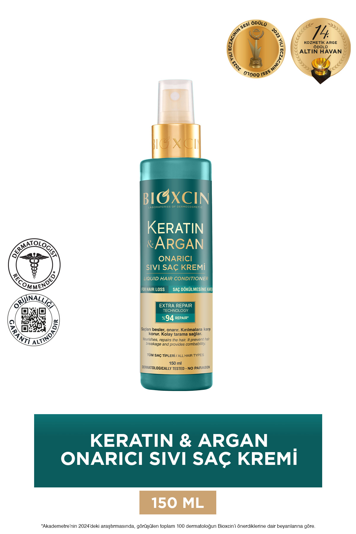 Keratin Argan Onarıcı Sıvı Saç Kremi – Kırık Karşıtı 150 ml