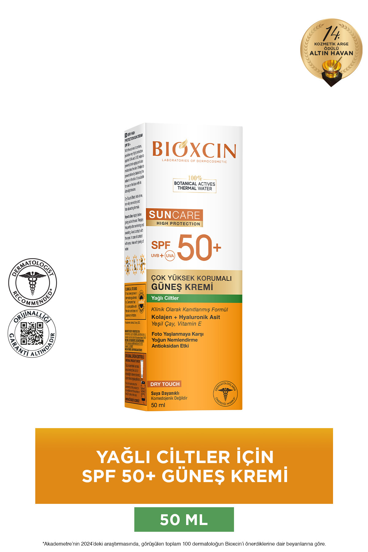 Sun Care Spf 50 Çok Yüksek Korumalı Güneş Kremi 50 ml Karma Yağlı Cilt - Kolajen Hyaluronik