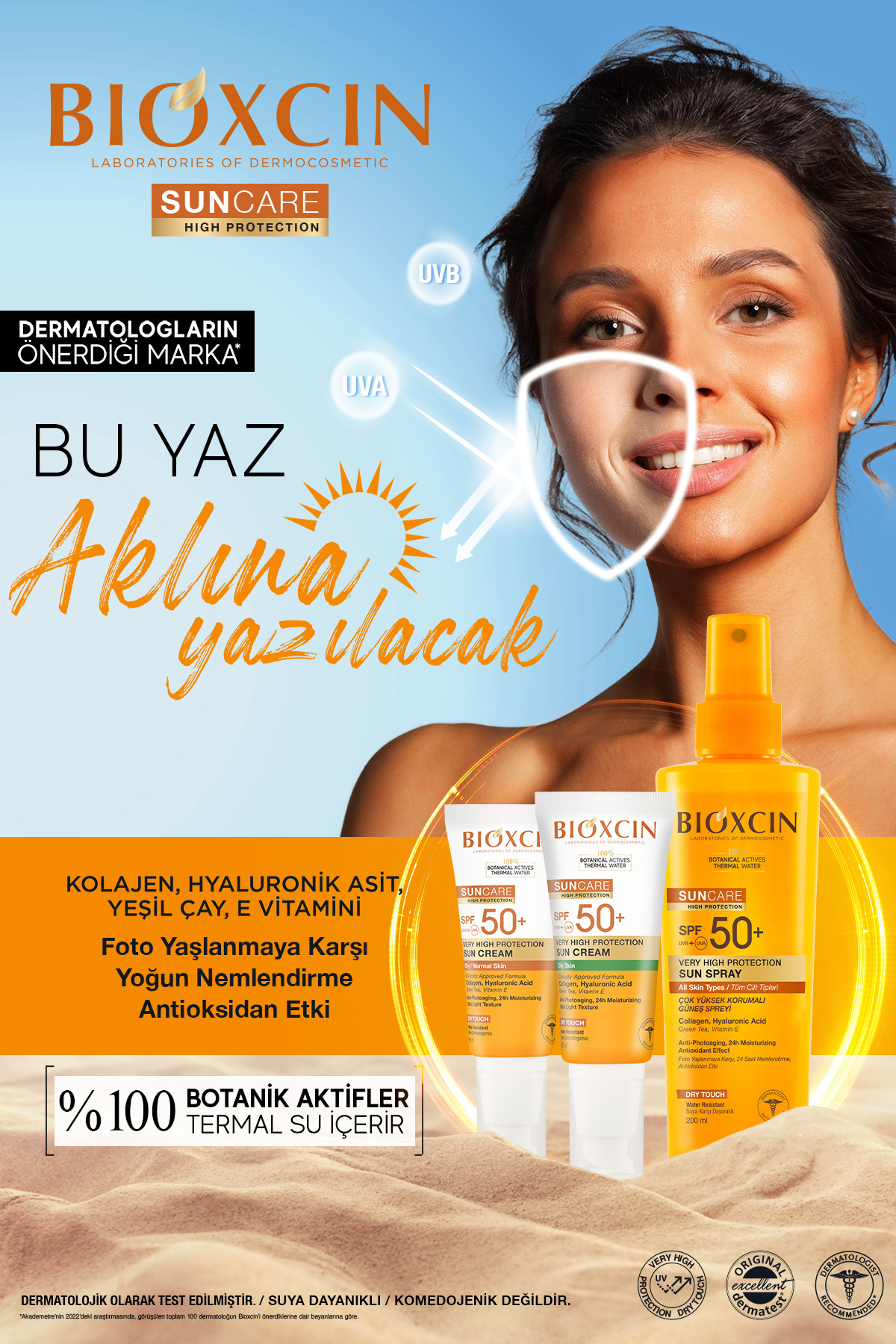 Sun Care Spf 50 Çok Yüksek Korumalı Güneş Kremi 50 ml Karma Yağlı Cilt - Kolajen Hyaluronik