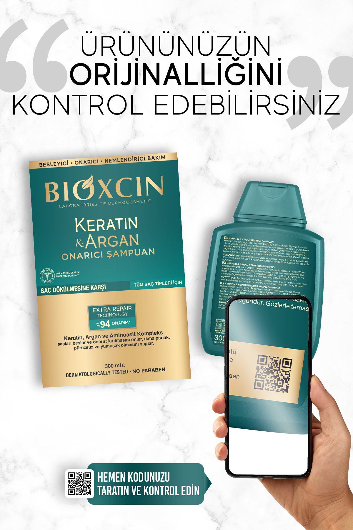 Keratin Argan Onarıcı Şampuan – Yıpranmış Saçlar İçin Güçlendirici 300 ml