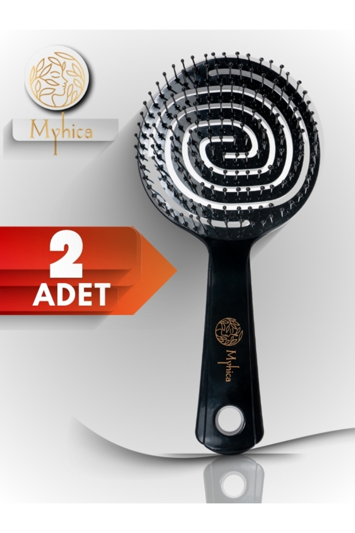 Pro Üç Boyutlu Oval Saç Fırçası Kırılma Önleyici Siyah 2'li Set