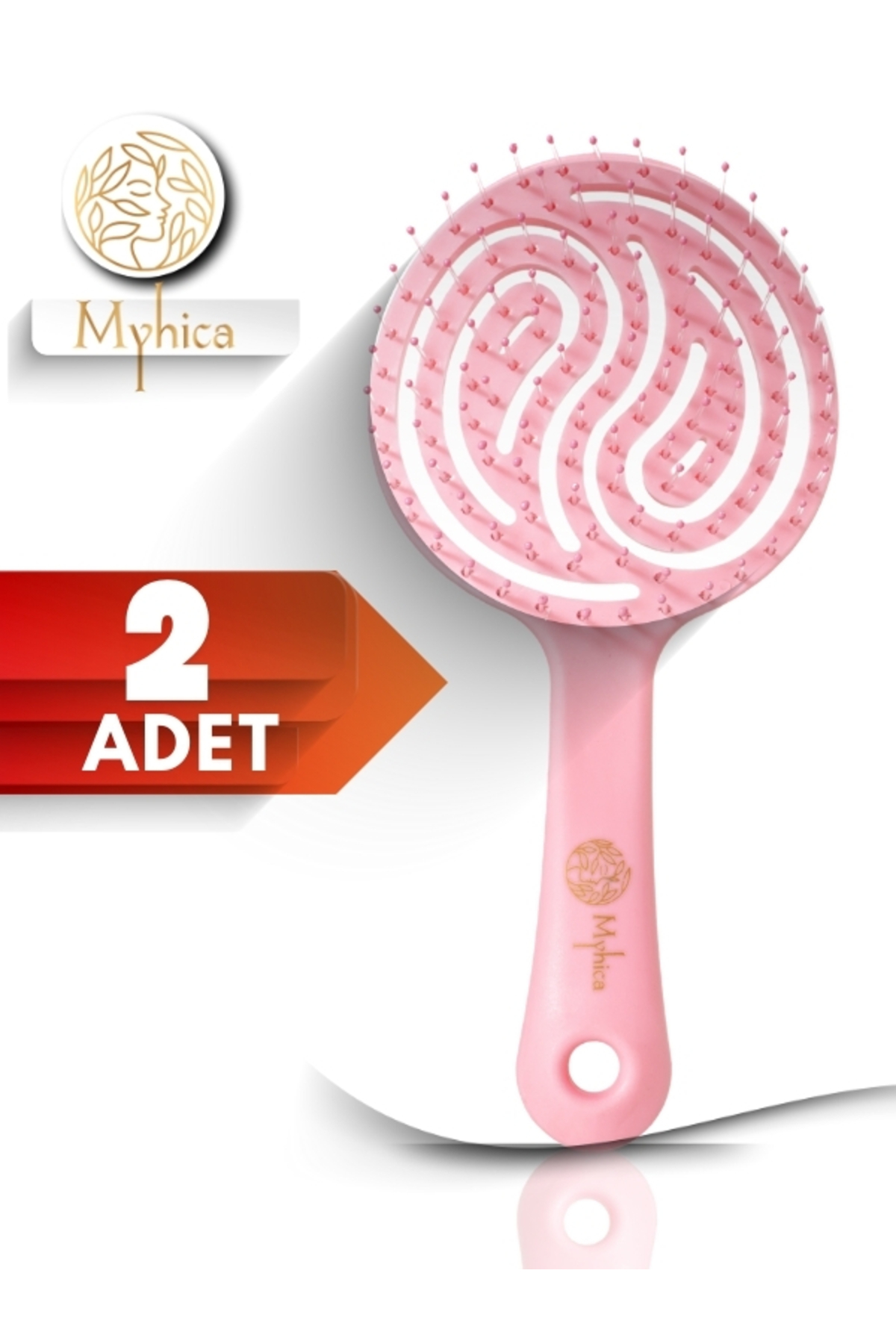 Açık Pembe Pro Üç Boyutlu Oval Saç Fırçası MyhicaPro4 2'li Set