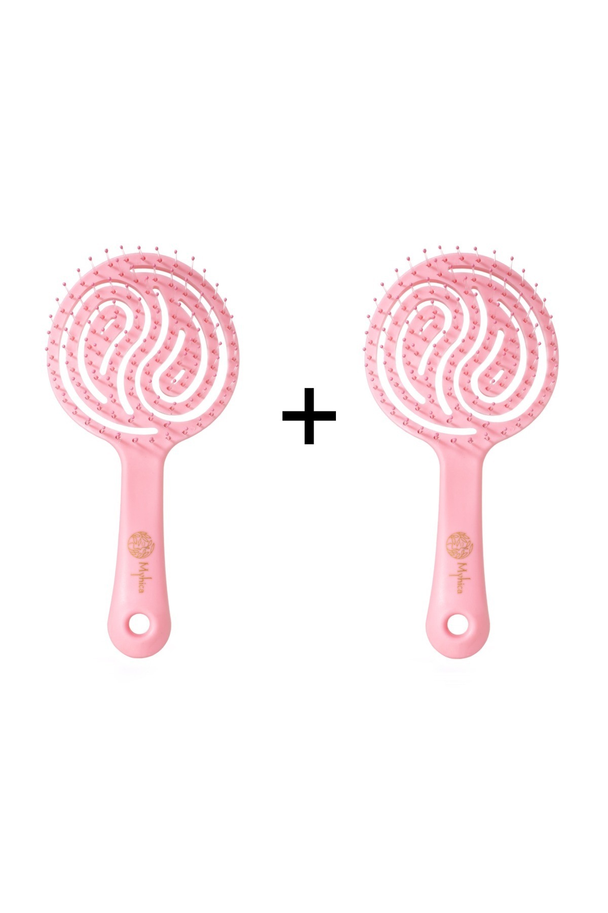 Açık Pembe Pro Üç Boyutlu Oval Saç Fırçası MyhicaPro4 2'li Set