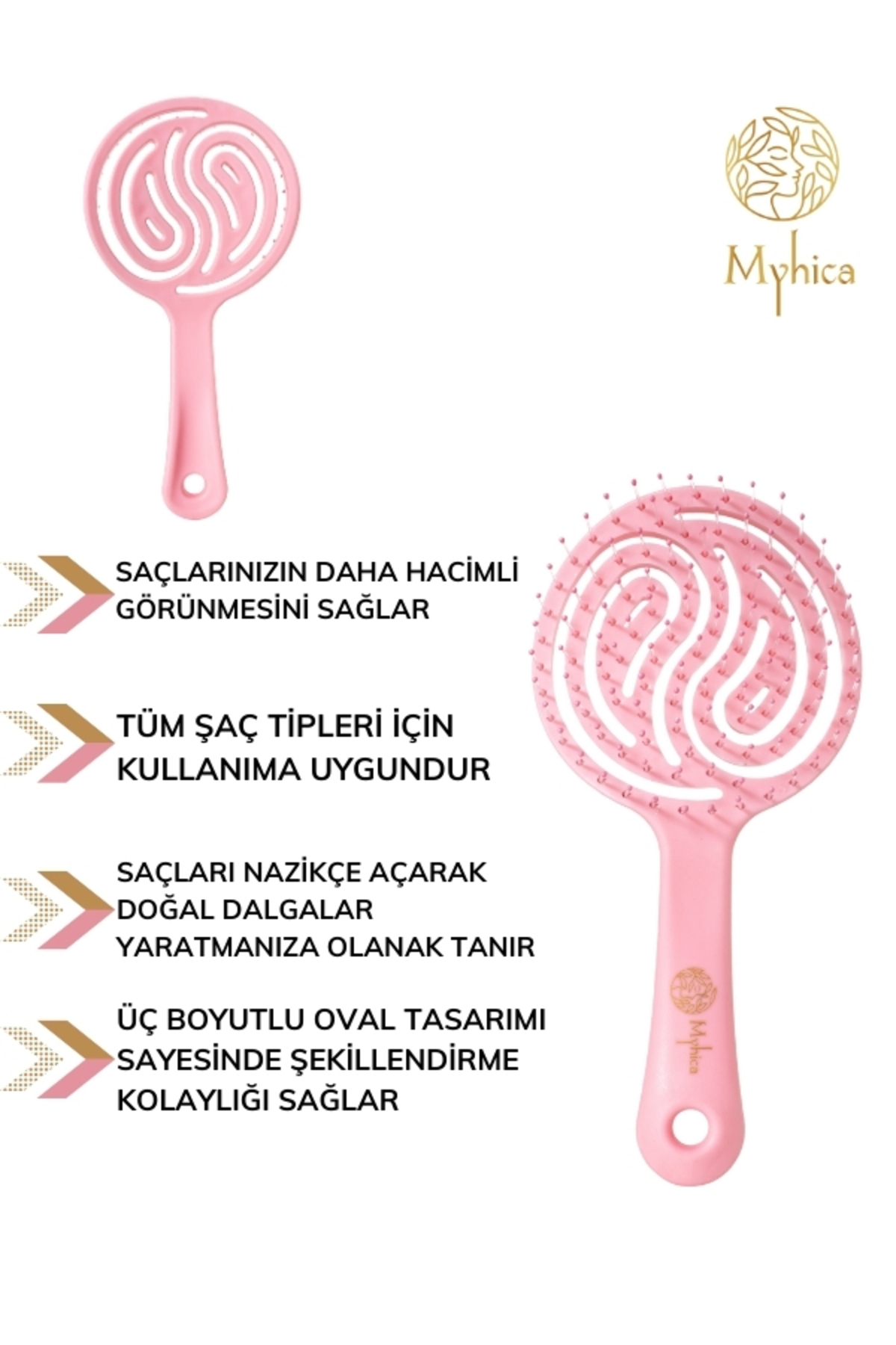 Açık Pembe Pro Üç Boyutlu Oval Saç Fırçası