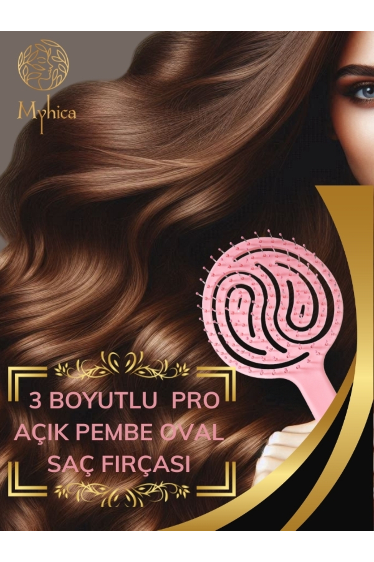 Açık Pembe Pro Üç Boyutlu Oval Saç Fırçası